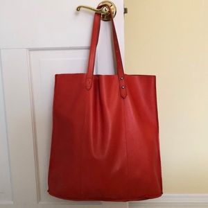 Madewell Orange Soft Leather Tote